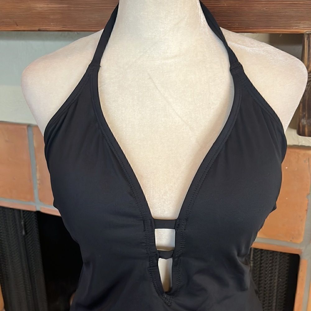 Laundry by Shelli Segal side cross-cross detail one-piece swimsuit, L! - Picture 2 of 9